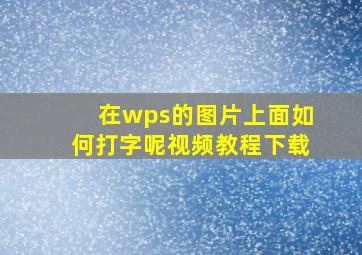 在wps的图片上面如何打字呢视频教程下载