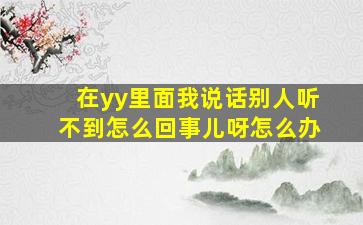 在yy里面我说话别人听不到怎么回事儿呀怎么办