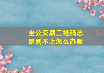 坐公交刷二维码总是刷不上怎么办呢