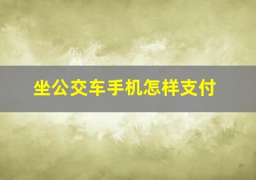 坐公交车手机怎样支付