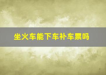 坐火车能下车补车票吗