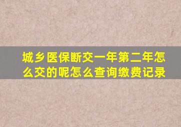 城乡医保断交一年第二年怎么交的呢怎么查询缴费记录