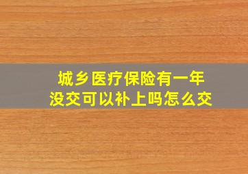 城乡医疗保险有一年没交可以补上吗怎么交