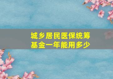 城乡居民医保统筹基金一年能用多少