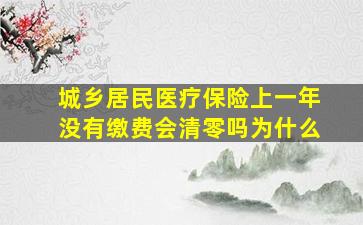 城乡居民医疗保险上一年没有缴费会清零吗为什么