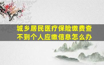 城乡居民医疗保险缴费查不到个人应缴信息怎么办