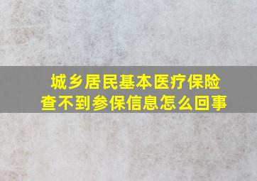 城乡居民基本医疗保险查不到参保信息怎么回事