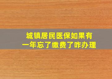 城镇居民医保如果有一年忘了缴费了咋办理