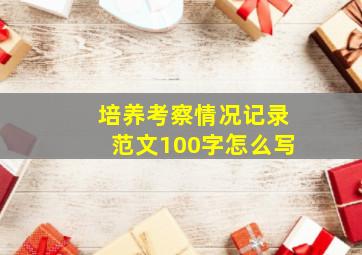 培养考察情况记录范文100字怎么写