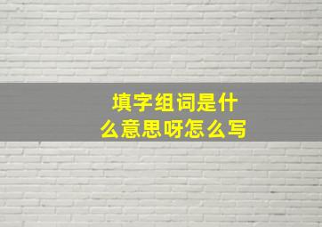 填字组词是什么意思呀怎么写