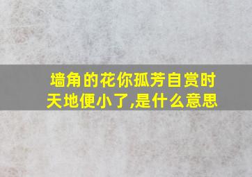 墙角的花你孤芳自赏时天地便小了,是什么意思