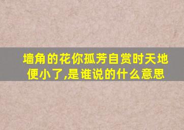 墙角的花你孤芳自赏时天地便小了,是谁说的什么意思