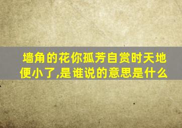 墙角的花你孤芳自赏时天地便小了,是谁说的意思是什么