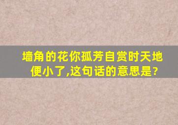 墙角的花你孤芳自赏时天地便小了,这句话的意思是?