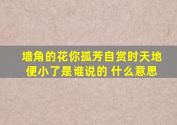 墙角的花你孤芳自赏时天地便小了是谁说的 什么意思