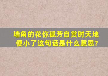 墙角的花你孤芳自赏时天地便小了这句话是什么意思?