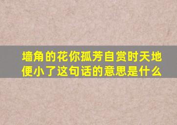 墙角的花你孤芳自赏时天地便小了这句话的意思是什么