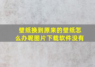 壁纸换到原来的壁纸怎么办呢图片下载软件没有