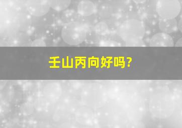 壬山丙向好吗?