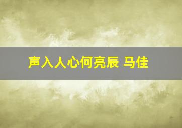 声入人心何亮辰 马佳