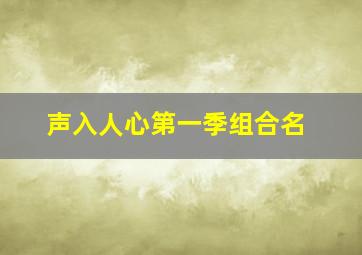 声入人心第一季组合名