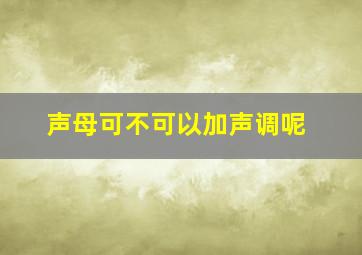 声母可不可以加声调呢