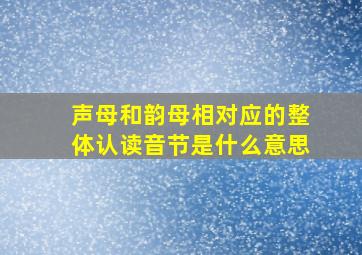 声母和韵母相对应的整体认读音节是什么意思