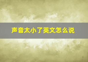 声音太小了英文怎么说