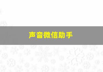 声音微信助手