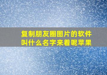 复制朋友圈图片的软件叫什么名字来着呢苹果