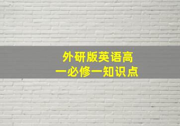 外研版英语高一必修一知识点