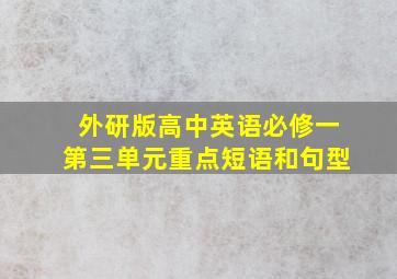 外研版高中英语必修一第三单元重点短语和句型