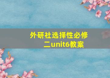 外研社选择性必修二unit6教案