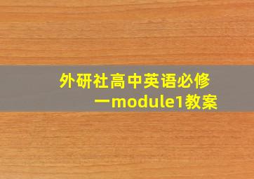 外研社高中英语必修一module1教案