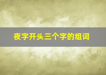 夜字开头三个字的组词