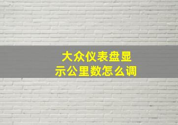 大众仪表盘显示公里数怎么调