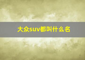 大众suv都叫什么名