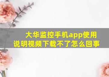 大华监控手机app使用说明视频下载不了怎么回事