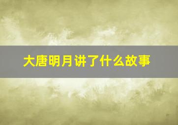 大唐明月讲了什么故事