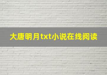 大唐明月txt小说在线阅读