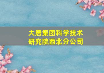 大唐集团科学技术研究院西北分公司