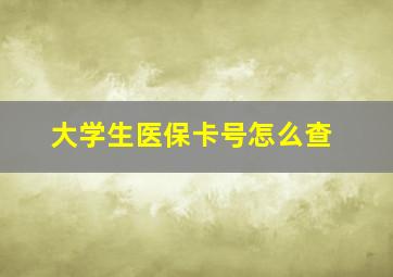 大学生医保卡号怎么查