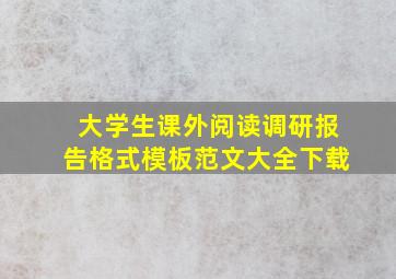 大学生课外阅读调研报告格式模板范文大全下载