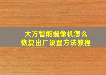 大方智能摄像机怎么恢复出厂设置方法教程