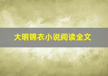 大明锦衣小说阅读全文