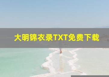 大明锦衣录TXT免费下载