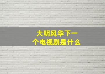 大明风华下一个电视剧是什么