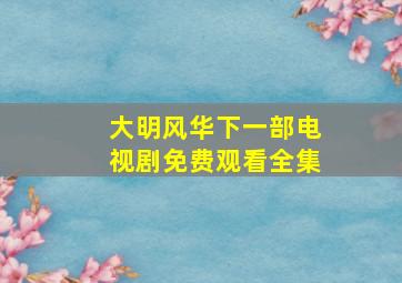 大明风华下一部电视剧免费观看全集