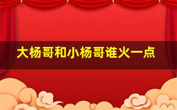 大杨哥和小杨哥谁火一点