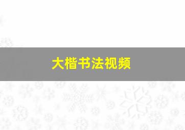 大楷书法视频